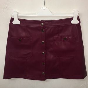 Maroon Leather Skirt